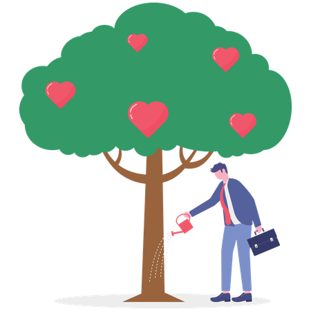 Businessman working on nature development  Illustration