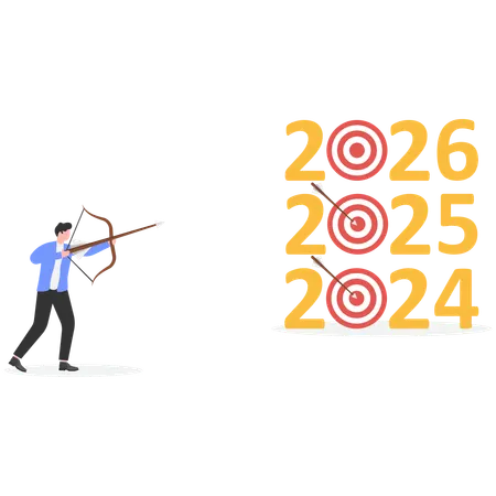 Businessman working on new year 2026 resolution  Illustration