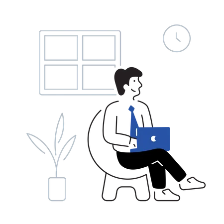 Businessman working on office time  Illustration