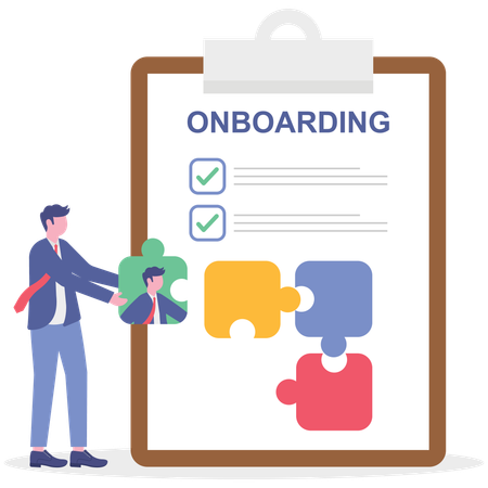 Businessman working on onboarding process  Illustration