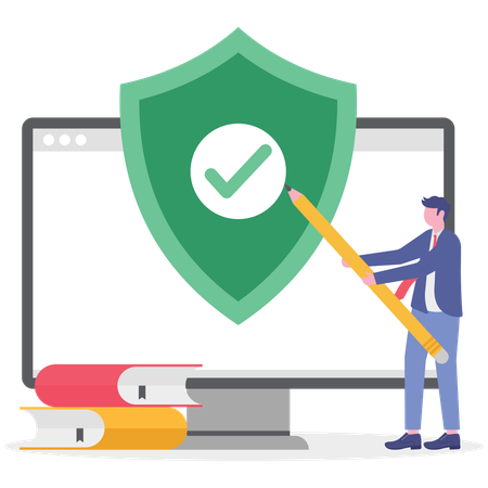 Businessman working on online cybersecurity  Illustration