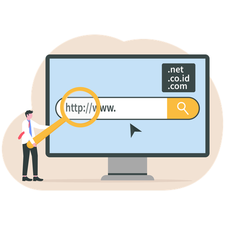 Businessman working on online domain  Illustration