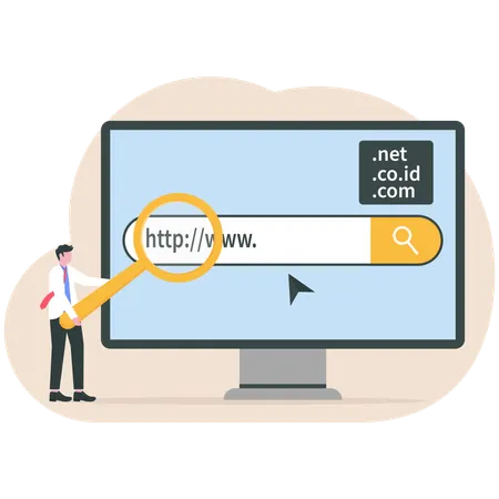 Businessman working on online domain  Illustration