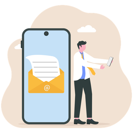 Businessman working on online email  Illustration