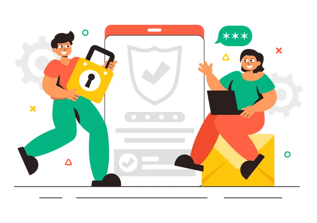 Businessman working on online security  Illustration