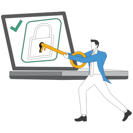 Businessman working on online security system  Illustration