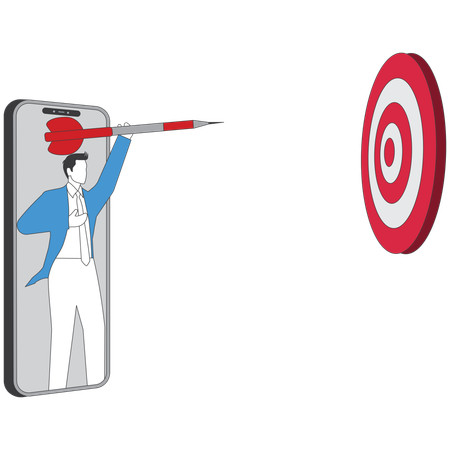 Businessman working on online target  Illustration