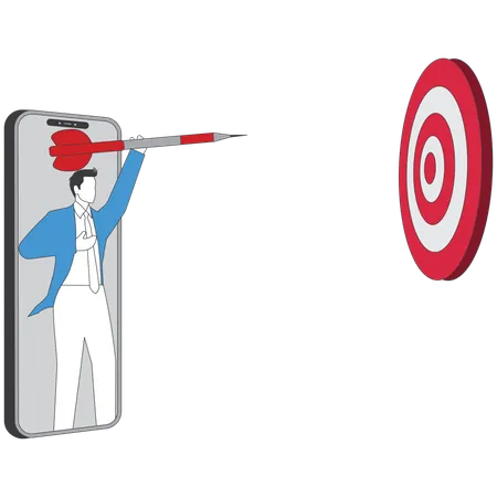 Businessman working on online target  Illustration