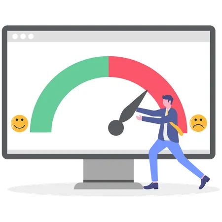 Businessman working on performance gauge  Illustration