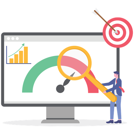 Businessman working on performance indicator  Illustration