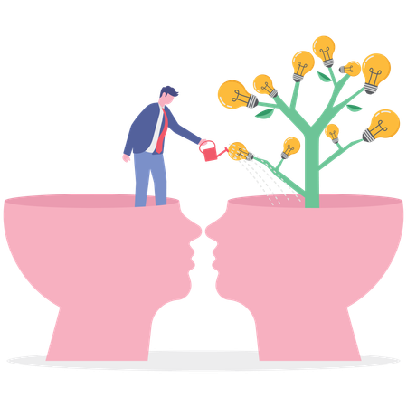 Businessman working on personal development  Illustration