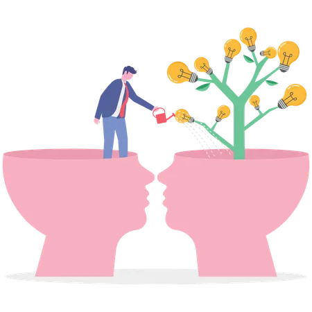 Businessman working on personal development  Illustration
