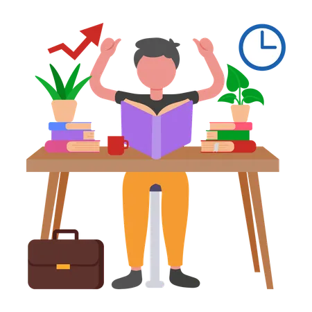 Businessman working on Personal Development  Illustration