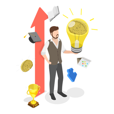 Businessman working on Personal Growth  Illustration