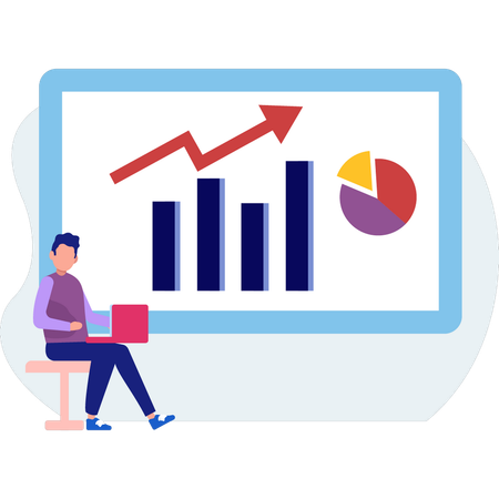 Businessman working on pie charts  Illustration