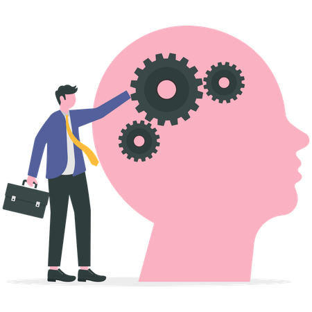 Businessman working on positive progress  Illustration