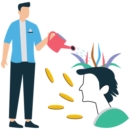 Businessman working on positive thinking and growth mindset  Illustration