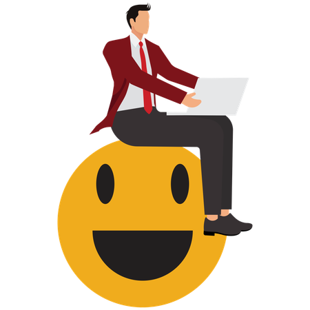 Businessman working on positive thinking  Illustration