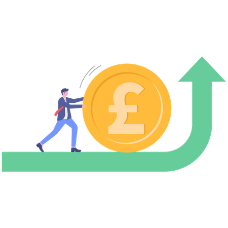 Businessman working on pound growth  Illustration