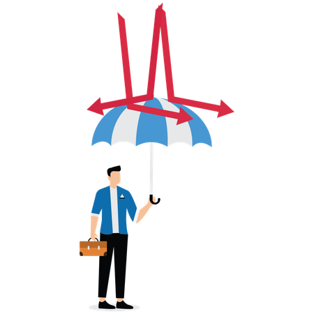 Businessman working on Prevention of financial crisis  Illustration