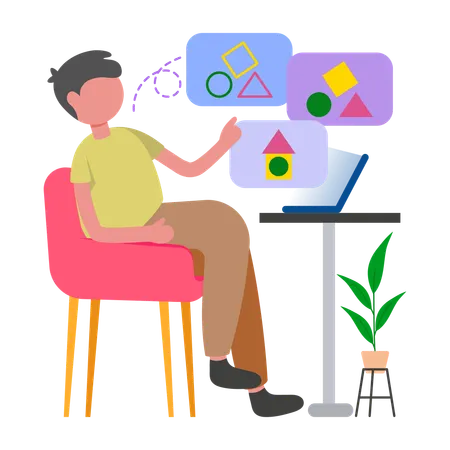Businessman working on Problem Solving  Illustration