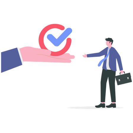 Businessman working on product certification  Illustration