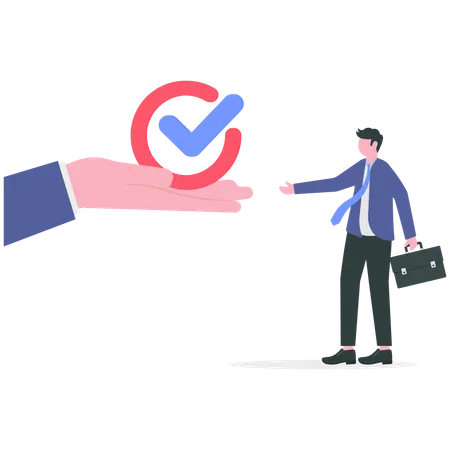 Businessman working on product certification  Illustration