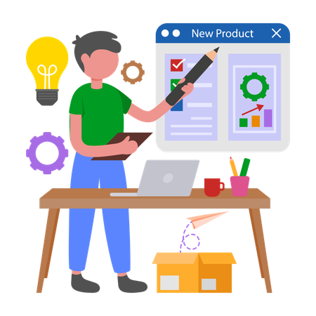 Businessman working on Product Development  Illustration