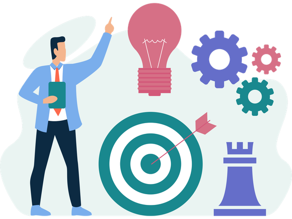 Businessman working on Product Strategy  Illustration