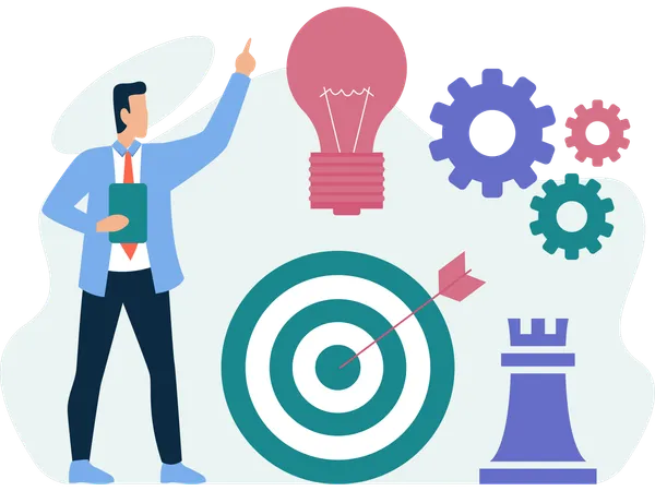 Businessman working on Product Strategy  Illustration