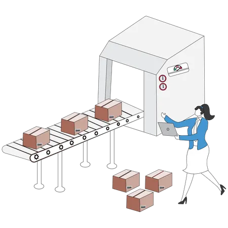 Businessman working on production unit  Illustration