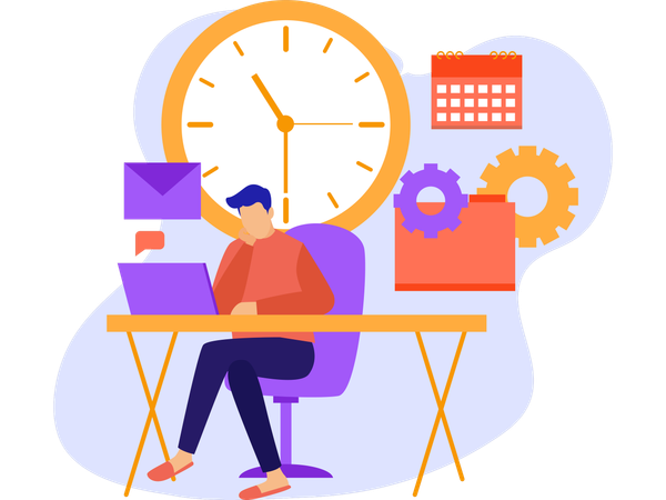 Businessman Working on Productivity  Illustration