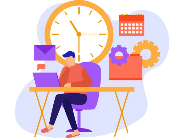 Businessman Working on Productivity  Illustration