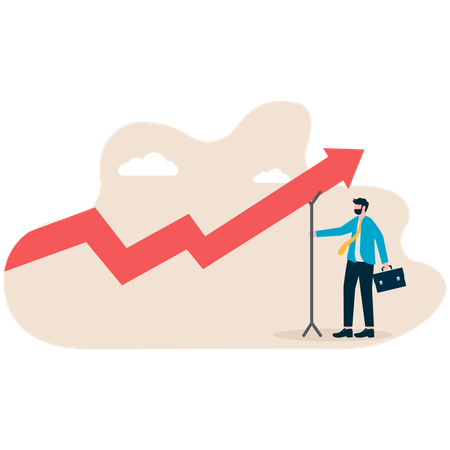 Businessman working on profit graph  Illustration