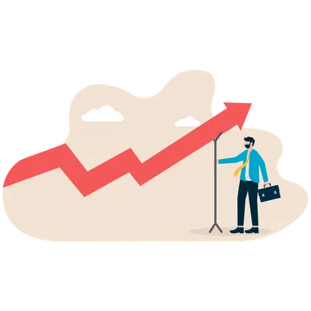 Businessman working on profit graph  Illustration