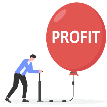 Businessman working on profit growth  Illustration