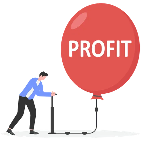 Businessman working on profit growth  Illustration