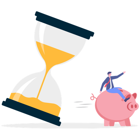 Businessman working on project deadline  Illustration