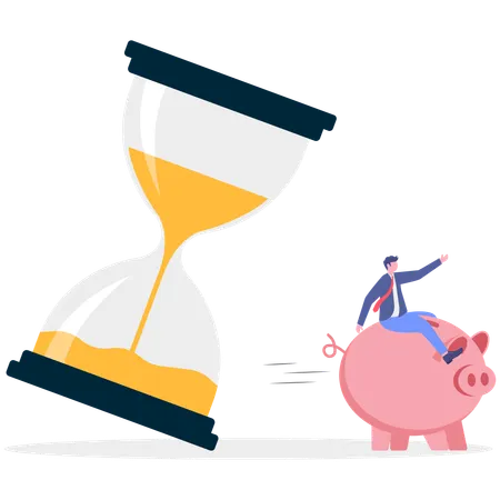 Businessman working on project deadline  Illustration