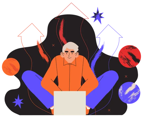 Businessman working on project  Illustration