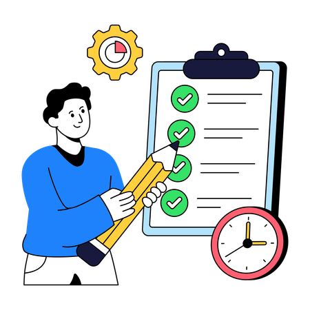 Businessman Working On Project Management  Illustration