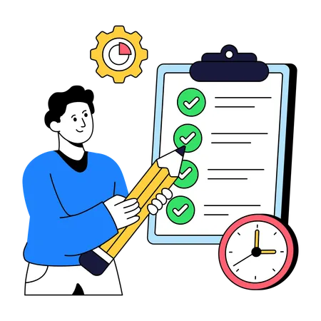 Businessman Working On Project Management  Illustration