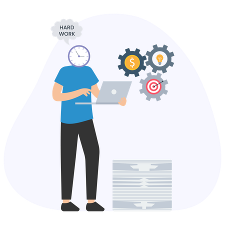 Businessman working on project management  Illustration