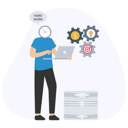 Businessman working on project management  Illustration