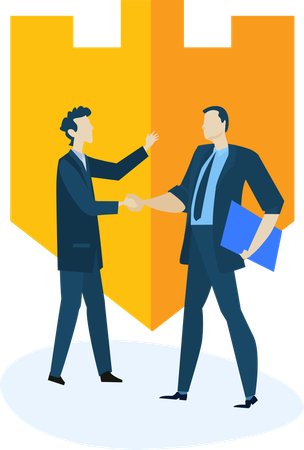 Businessman working on protection  Illustration