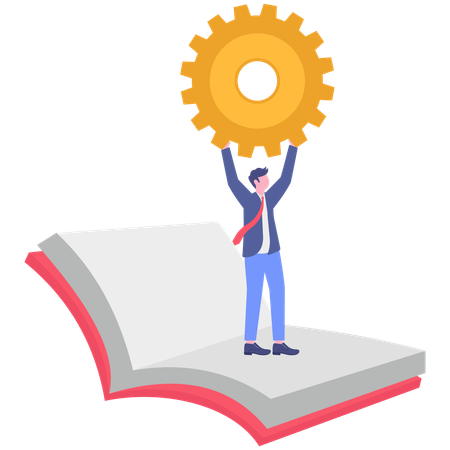 Businessman working on reading book  Illustration