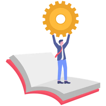 Businessman working on reading book  Illustration