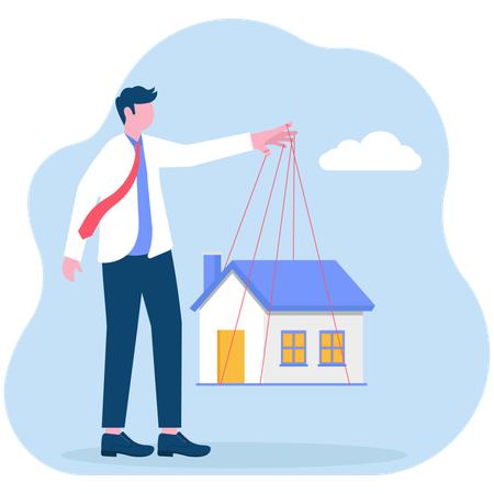 Businessman working on real estate  Illustration