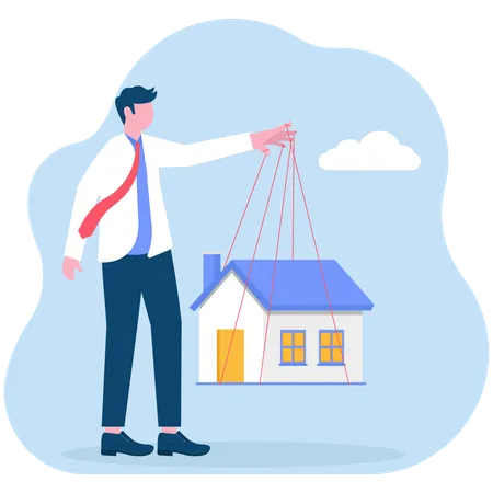 Businessman working on real estate  Illustration