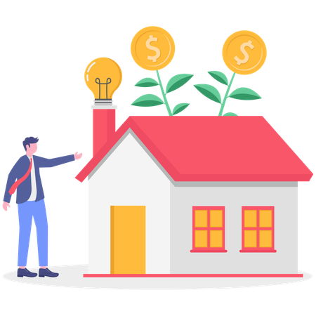 Businessman working on real estate investment  Illustration